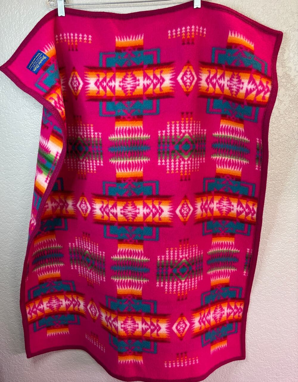 Vintage Pendleton Chief Joseph Pink Wool Muchacho Baby Crib Blanket Beaver State